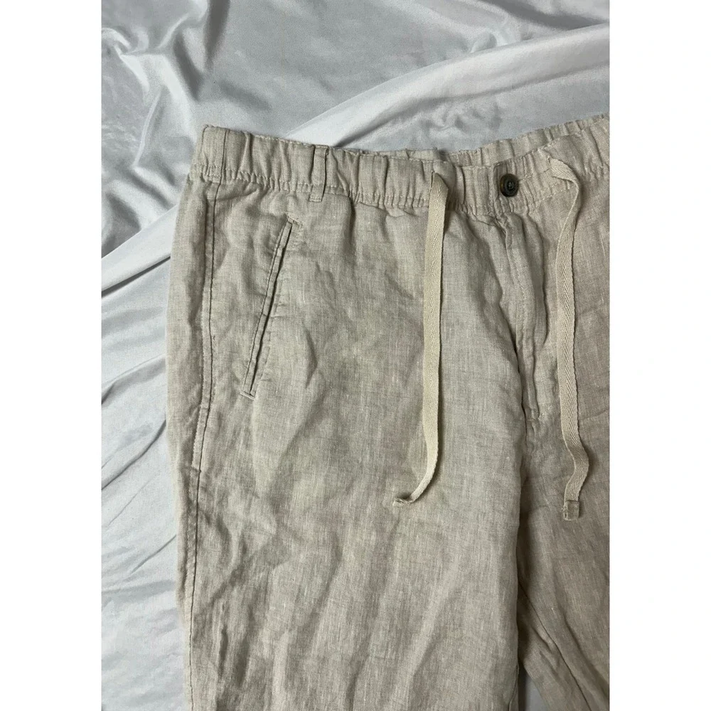 Tasso Elba Island Mens Linen Drawstring Pants Oatmeal Beige XL Tropical Summer